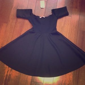 NWT Black Off the Shoulder Skater Dress